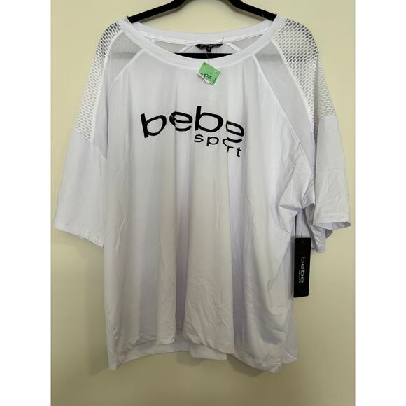 BEBE Top T-Shirt Plus Size 3X White New - Picture 1 of 4